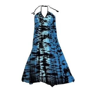 Green Dragon for Boston Proper Blue Tie Dye Halter Sundress Casual Dress Sz XL‎